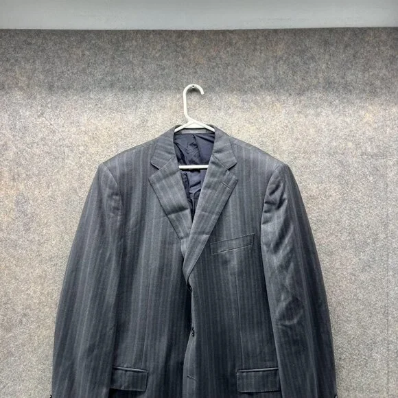 Ermenegildo Zegna Blazer Men 58 Blue Suit Jacket Wool Casual Striped Traveler